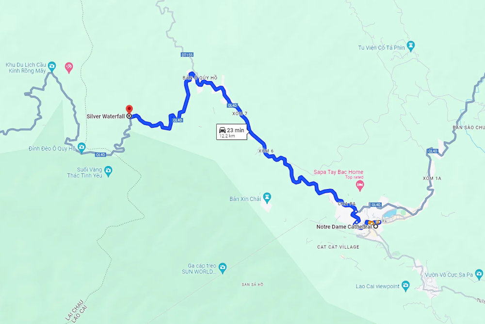 A 23-minute drive through winding passes leads you from Sapa center to the majestic Silver Waterfall